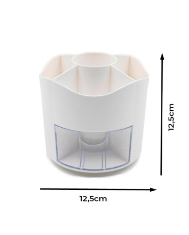 Obrotowy przybornik na biurko na długopisy z szufladką