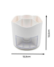 Obrotowy przybornik na biurko na długopisy z szufladką