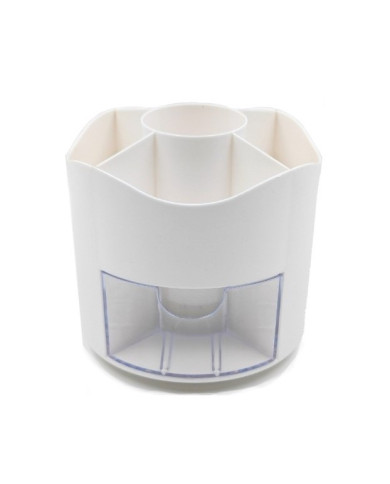 Obrotowy przybornik na biurko na długopisy z szufladką