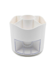 Obrotowy przybornik na biurko na długopisy z szufladką