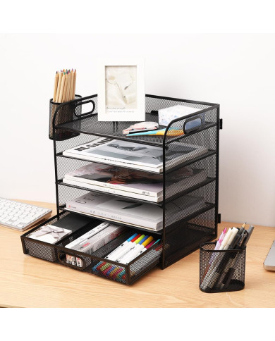Organizer na dokumenty na biurko metalowy z szufladą