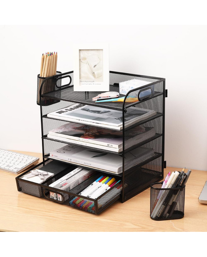 Organizer na dokumenty na biurko metalowy z szufladą