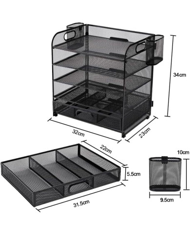 Organizer na dokumenty na biurko metalowy z szufladą