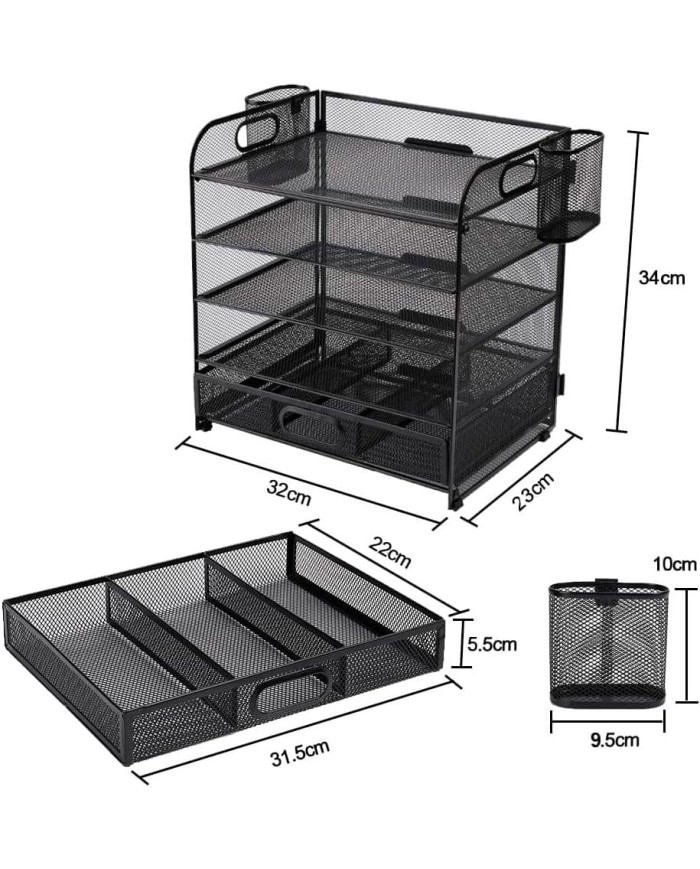 Organizer na dokumenty na biurko metalowy z szufladą