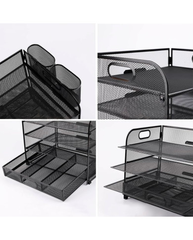 Organizer na dokumenty na biurko metalowy z szufladą