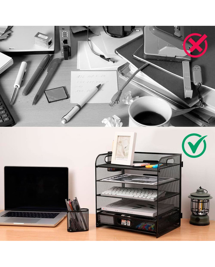 Organizer na dokumenty na biurko metalowy z szufladą