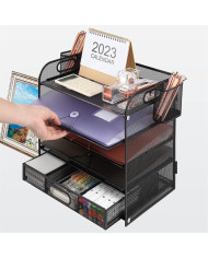 Organizer na dokumenty na biurko metalowy z szufladą