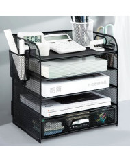 Organizer na dokumenty na biurko metalowy z szufladą