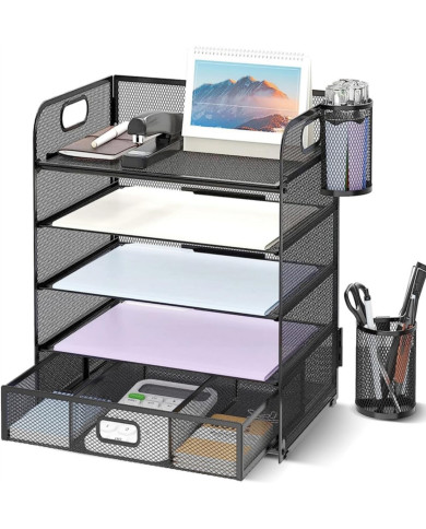 Organizer na dokumenty na biurko metalowy z szufladą