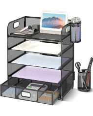 Organizer na dokumenty na biurko metalowy z szufladą