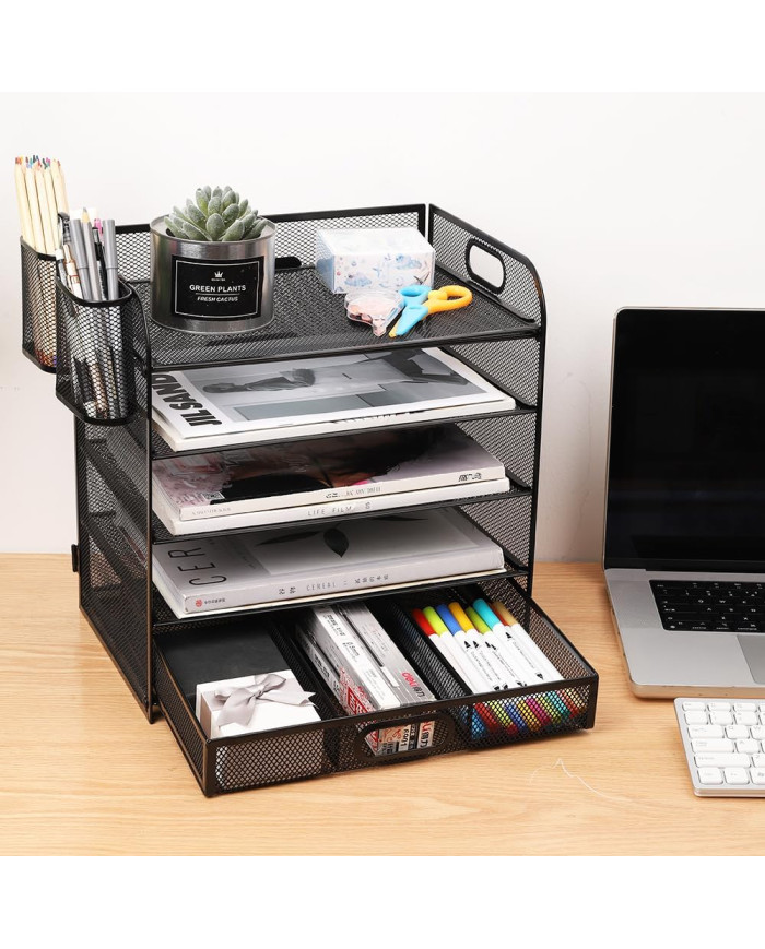 Organizer na dokumenty na biurko metalowy z szufladą