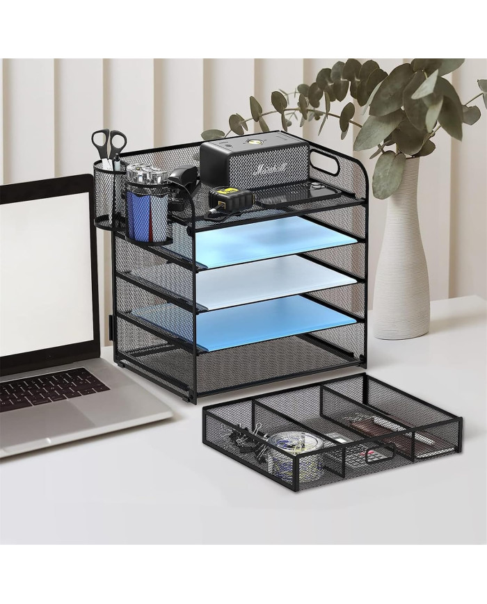 Organizer na dokumenty na biurko metalowy z szufladą