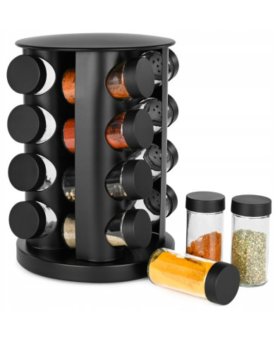 Przyprawnik obrotowy stojak na przyprawy 16 słoików + naklejki
