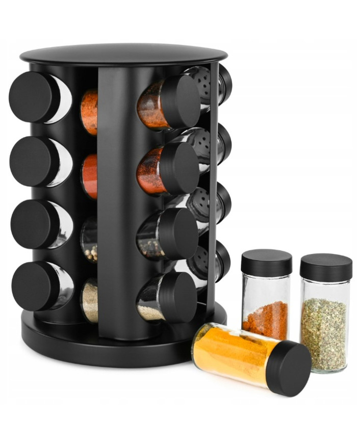 Przyprawnik obrotowy stojak na przyprawy 16 słoików + naklejki
