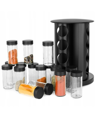 Przyprawnik obrotowy stojak na przyprawy 16 słoików + naklejki