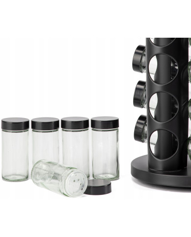 Przyprawnik obrotowy stojak na przyprawy 16 słoików + naklejki