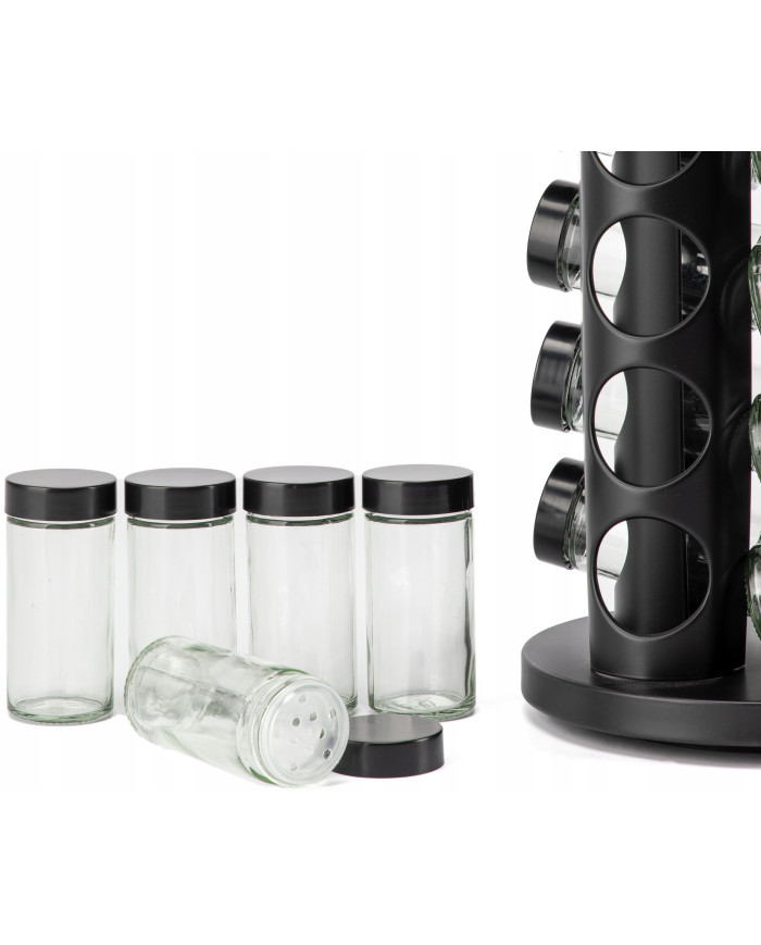 Przyprawnik obrotowy stojak na przyprawy 16 słoików + naklejki