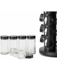 Przyprawnik obrotowy stojak na przyprawy 16 słoików + naklejki