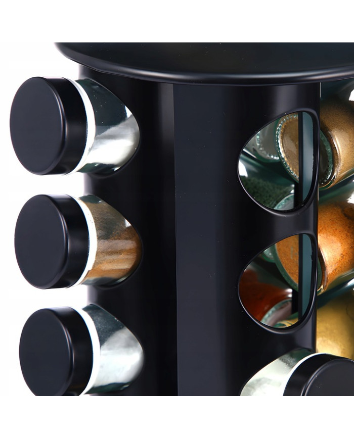 Przyprawnik obrotowy stojak na przyprawy 16 słoików + naklejki