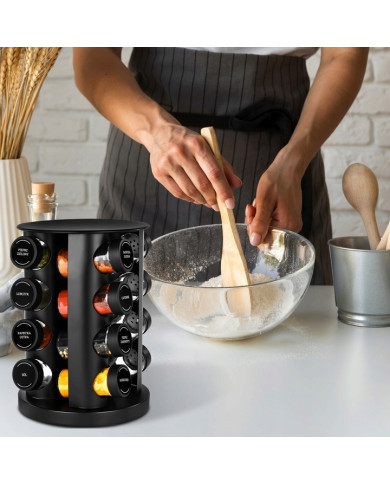 Przyprawnik obrotowy stojak na przyprawy 16 słoików + naklejki