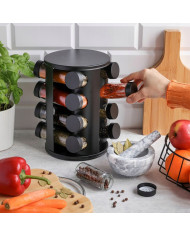 Przyprawnik obrotowy stojak na przyprawy 16 słoików + naklejki