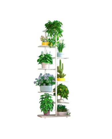 Kwietnik stojący metalowy Essosway 8-poziomowy stojak na kwiaty biały