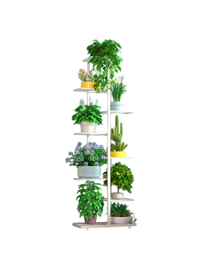 Kwietnik stojący metalowy Essosway 8-poziomowy stojak na kwiaty biały