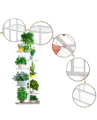 Kwietnik stojący metalowy Essosway 8-poziomowy stojak na kwiaty biały