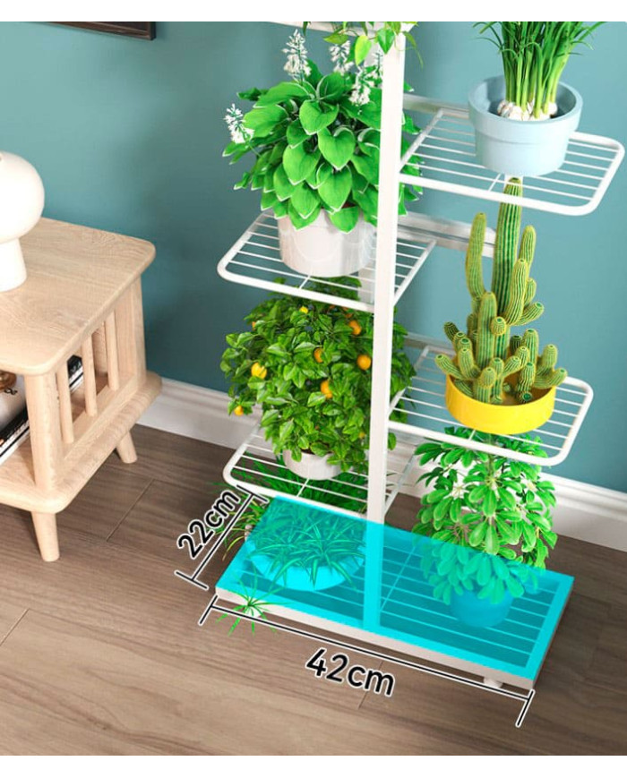 Kwietnik stojący metalowy Essosway 8-poziomowy stojak na kwiaty biały