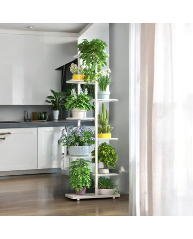 Kwietnik stojący metalowy Essosway 8-poziomowy stojak na kwiaty biały