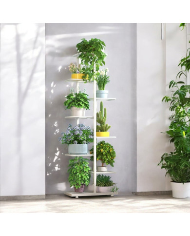Kwietnik stojący metalowy Essosway 8-poziomowy stojak na kwiaty biały