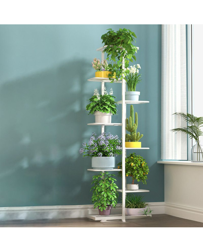 Kwietnik stojący metalowy Essosway 8-poziomowy stojak na kwiaty biały