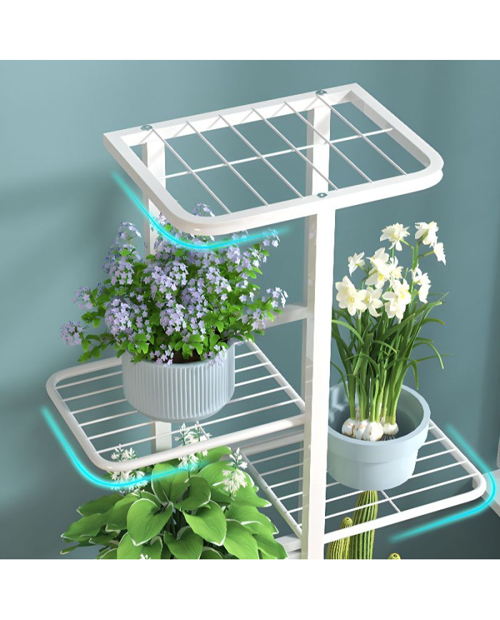 Kwietnik stojący metalowy Essosway 8-poziomowy stojak na kwiaty biały