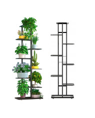 Kwietnik stojący metalowy 8-poziomowy stojak na kwiaty czarny