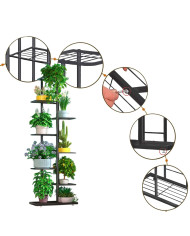 Kwietnik stojący metalowy 8-poziomowy stojak na kwiaty czarny