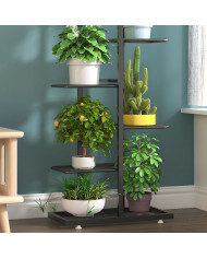 Kwietnik stojący metalowy 8-poziomowy stojak na kwiaty czarny