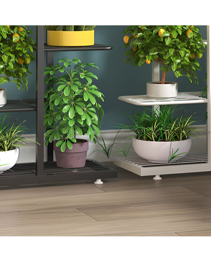 Kwietnik stojący metalowy 8-poziomowy stojak na kwiaty czarny