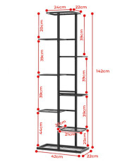 Kwietnik stojący metalowy 8-poziomowy stojak na kwiaty czarny