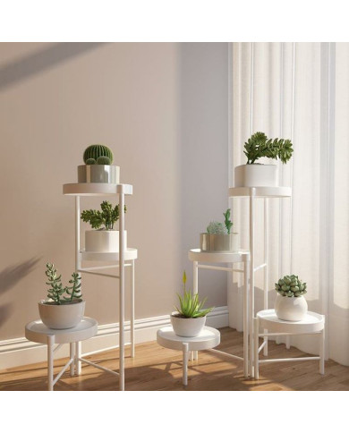 Kwietnik stojący metalowy 4 poziomy stojak na kwiaty biały