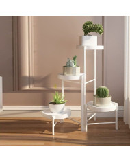 Kwietnik stojący metalowy 4 poziomy stojak na kwiaty biały