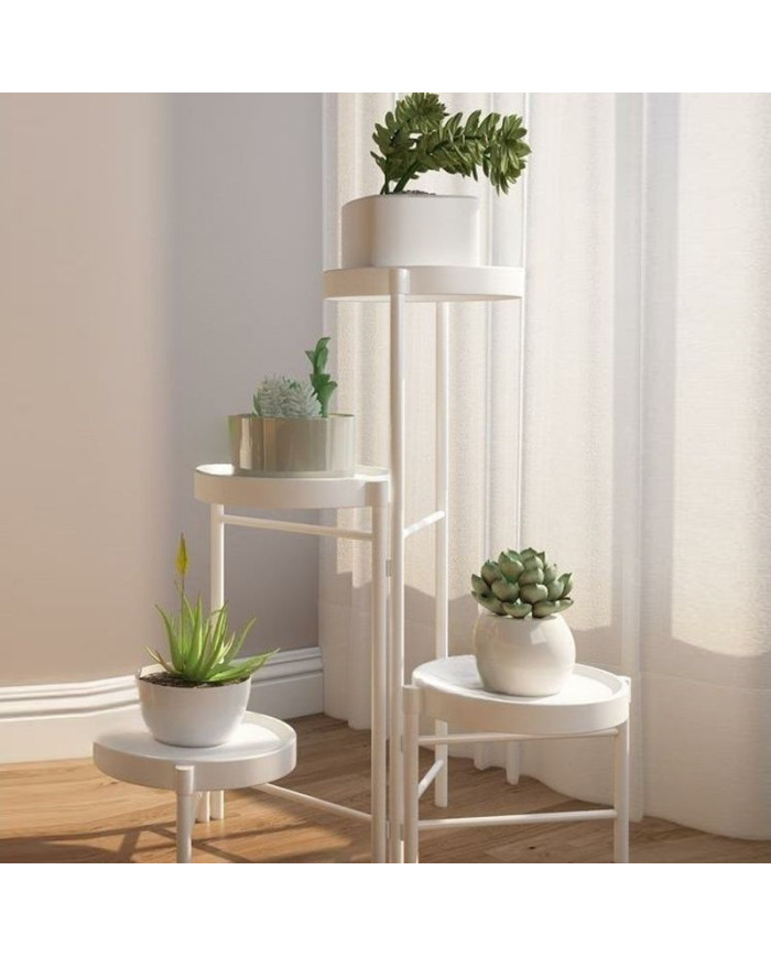 Kwietnik stojący metalowy 4 poziomy stojak na kwiaty biały