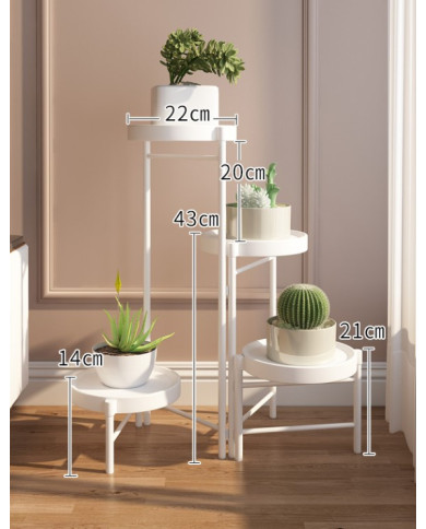 Kwietnik stojący metalowy 4 poziomy stojak na kwiaty biały