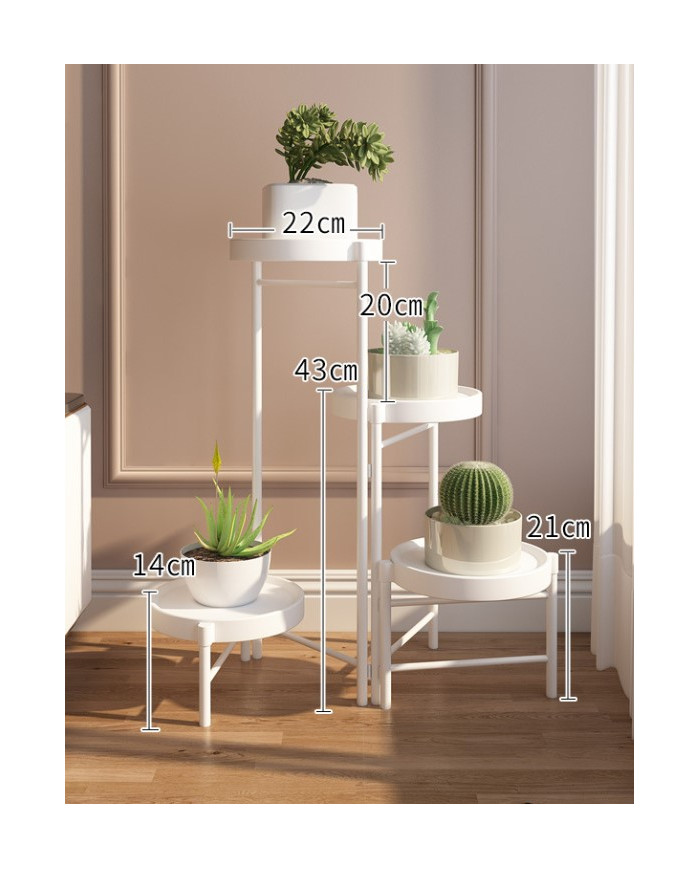 Kwietnik stojący metalowy 4 poziomy stojak na kwiaty biały