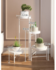 Kwietnik stojący metalowy 4 poziomy stojak na kwiaty biały