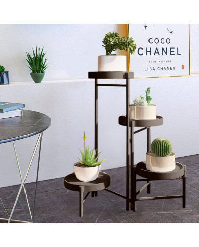 Kwietnik stojący metalowy 4 poziomy stojak na kwiaty czarny