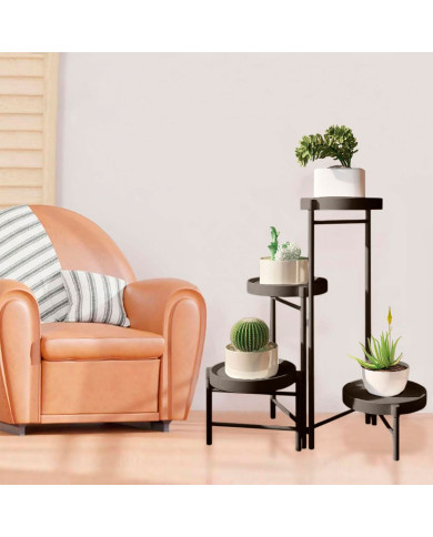 Kwietnik stojący metalowy 4 poziomy stojak na kwiaty czarny