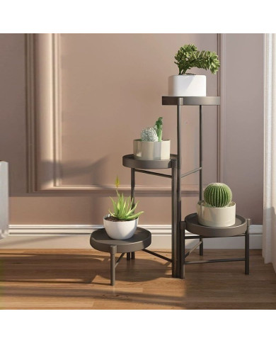 Kwietnik stojący metalowy 4 poziomy stojak na kwiaty czarny