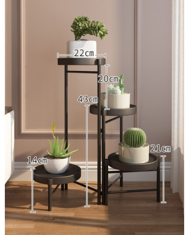 Kwietnik stojący metalowy 4 poziomy stojak na kwiaty czarny