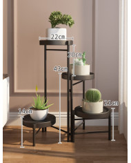 Kwietnik stojący metalowy 4 poziomy stojak na kwiaty czarny