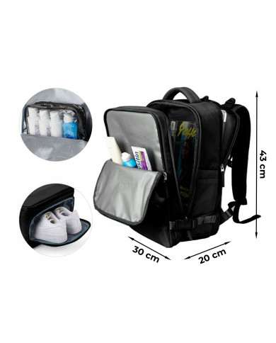 Plecak podróżny do samolotu Essosway czarny